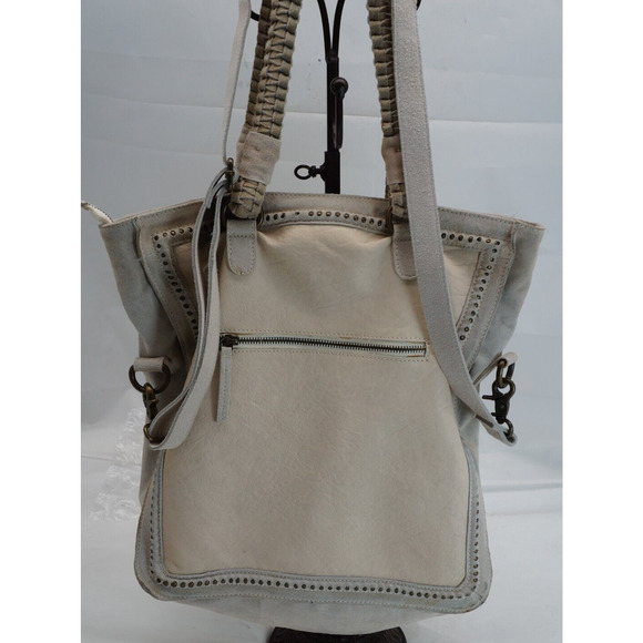Free People Faye Distressed Tote Bag Leather And Suede - Picture 2 of 11